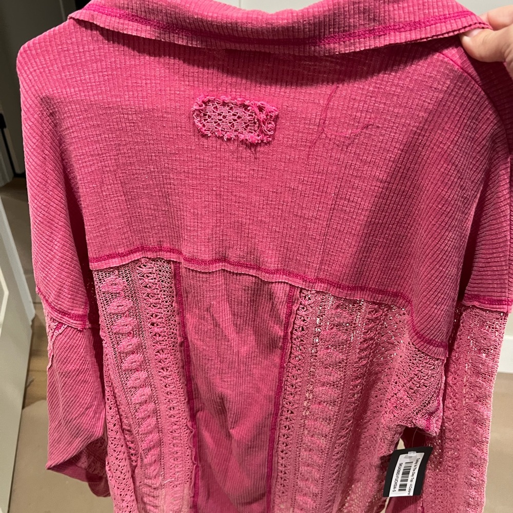 POL Pink Textured Women's Top